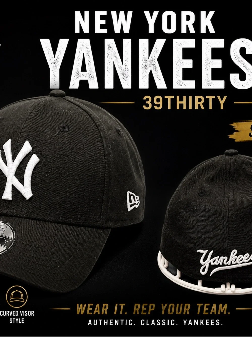 New Era Black New York Yankees 39THIRTY Curved Visor Hat